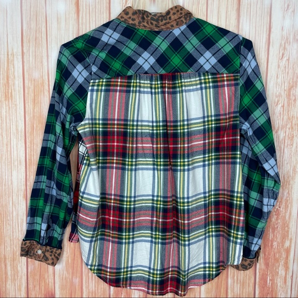 Aerie Mixed Pattern Flannel Button Up Blouse (M) - Picture 6 of 12